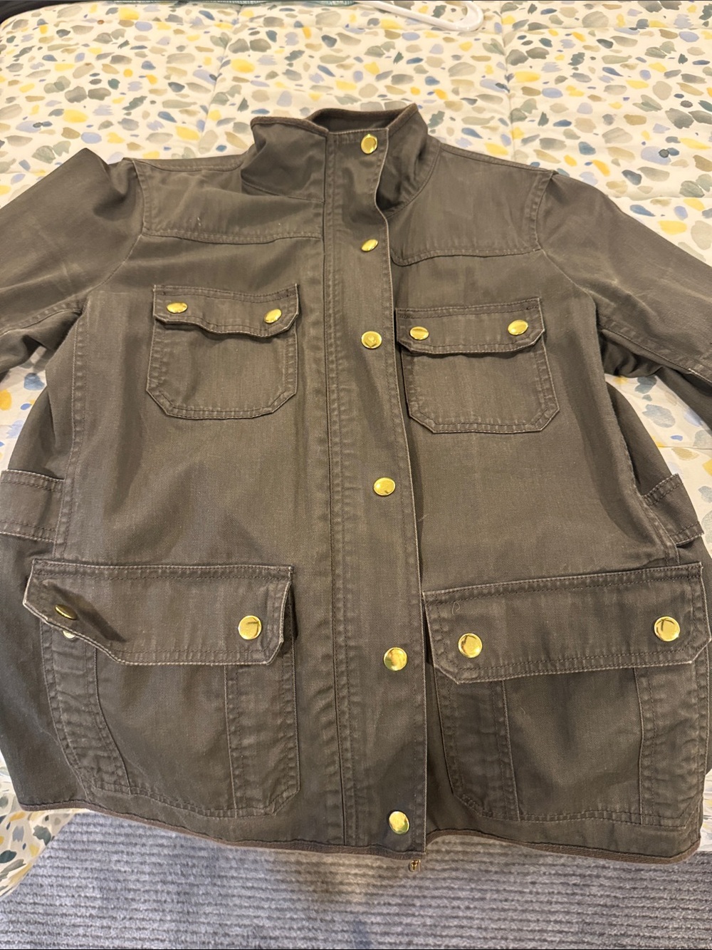 Jcrew womens Olive Green Utility Field Jacket with Gold Buttons